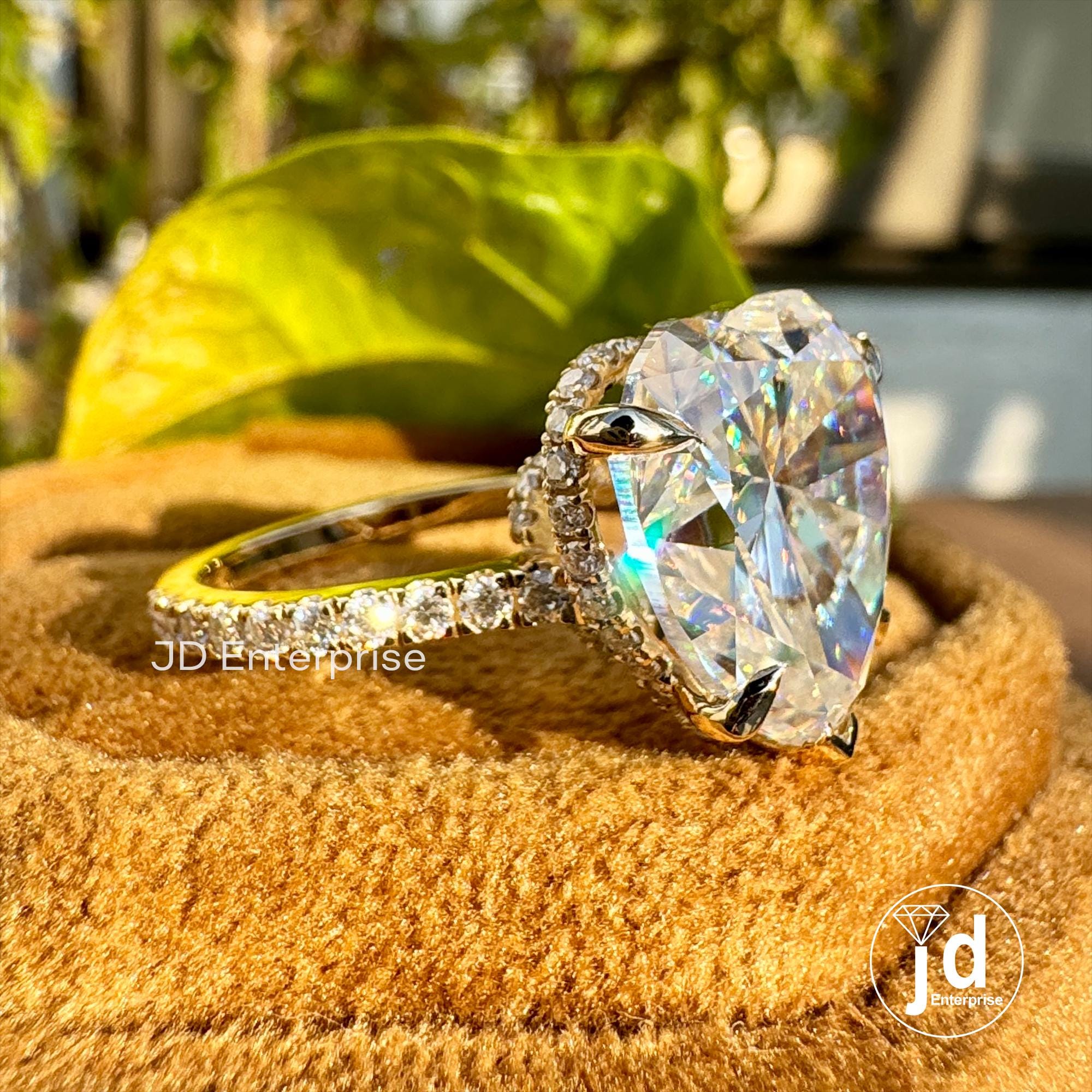 8.00 TCW Colorless Heart Shape Moissanite Engagement Ring, Celebrity Style Wedding Ring, Hidden Halo Bridal Ring, 3/4 Pave Set Accent Ring