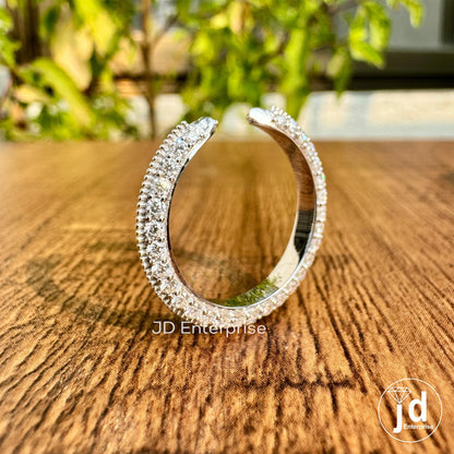 Micro Pave Set Open Gap Engagement Claw Band, Milgrain Open Space Ring, Full Eternity Wedding Cuff Band, Matching Band Anniversary Gift