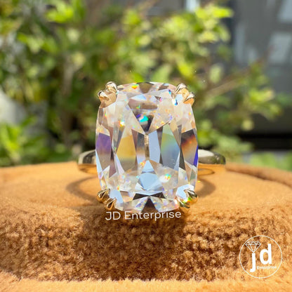 Antique 6.00 CT Cushion Old Mine Cut Moissanite Ring, Hidden Halo Engagement Ring, Wedding Ring, Anniversary Gifts Ring, Handmade Ring