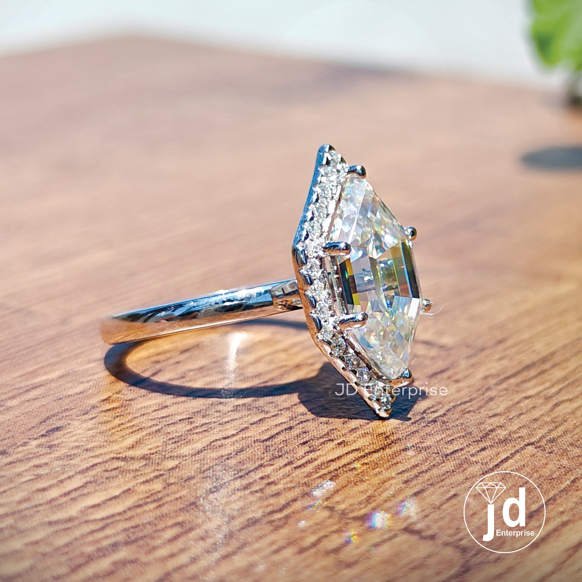 Step Cut Dutch Marquise Moissanite Engagement Ring, Halo Wedding Ring, Claw Prongs, Proposal Ring, Bridesmaid Ring, Anniversary Gifts Ring