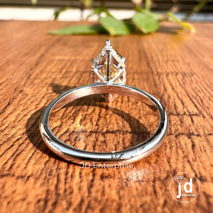 Canary Yellow 2.00 CT Step Cut Dutch Marquise Moissanite Hidden Halo Engagement Ring, Solitaire Wedding Ring, Six Claw Prong White Gold Ring