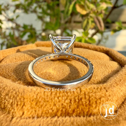 Vintage 3.00 CT Princess Cut Canary Yellow Moissanite Engagement Ring, Pave Wedding Ring, Anniversary Gift, Bridal Ring, Proposal Ring