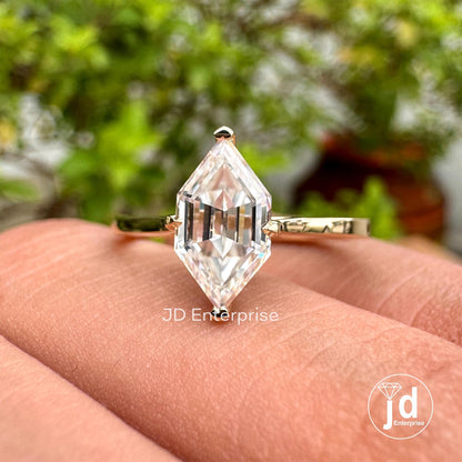 Step Cut Dutch Marquise Solitaire Moissanite Engagement Ring, Bridesmaid Ring, 14k Yellow Gold Proposal Ring Anniversary Gift Ring for Women