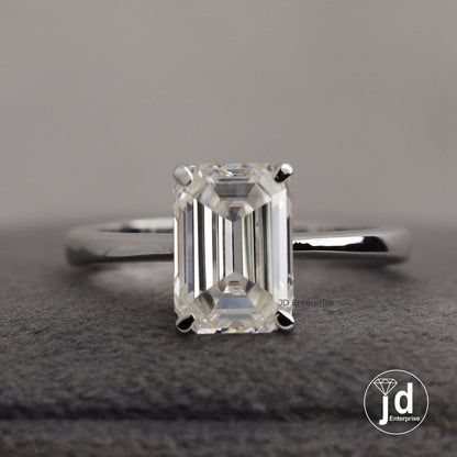 Timeless Elegance 3.00 CT Colorless Emerald Cut Moissanite Engagement Ring, Solitaire Wedding Ring, Anniversary Gifts Ring, Promise Ring