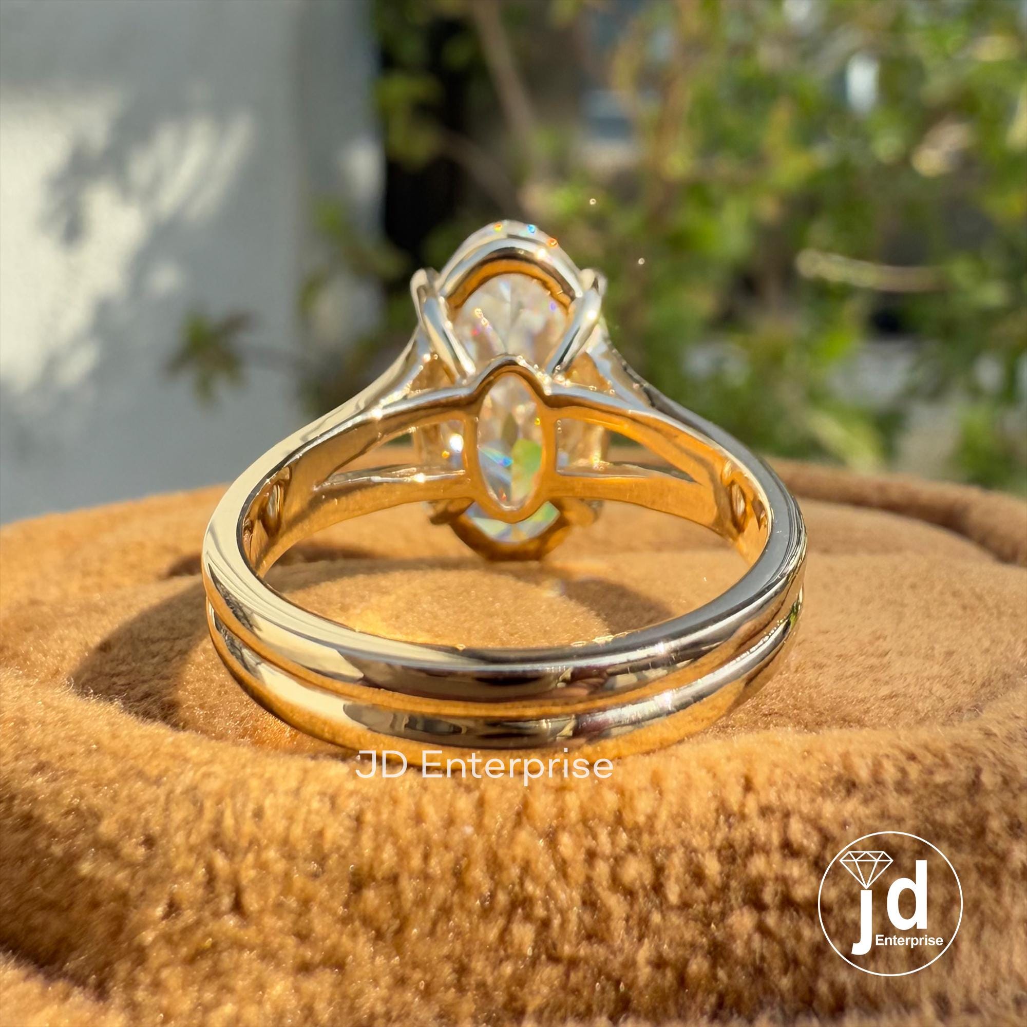 Vintage 5.00 CT Moval Old Mine Cut Moissanite Engagement Ring, Solitaire Wedding Ring, Split Shank Anniversary Ring, 10k Yellow Gold Ring