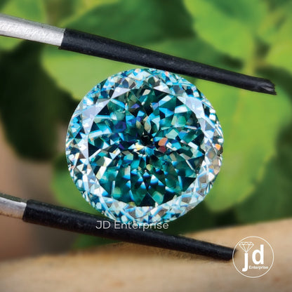 7.68CT Unique Portuguese Cut Blue Loose Moissanite for Engagement Ring, Vintage Moissanite Jewelry Making Stone, Anniversary Gift for Her